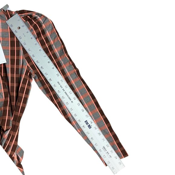 Tanya Taylor Burgundy Plaid Puff Sleeve Midi Dress Womens L Holiday Preppy - Picture 5 of 13